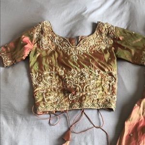 Gorgeous silk lengha with embroidery detail